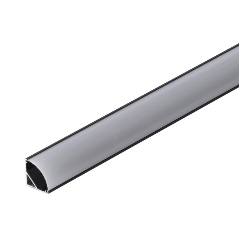 Perfíl Aluminio Negro para Tira LED Instalación Esquinas - Difusor Opal x 2M