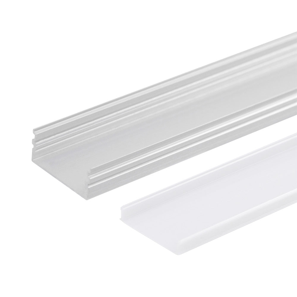 Perfíl Aluminio para Tira LED Doble - Difusor Opal x 2M