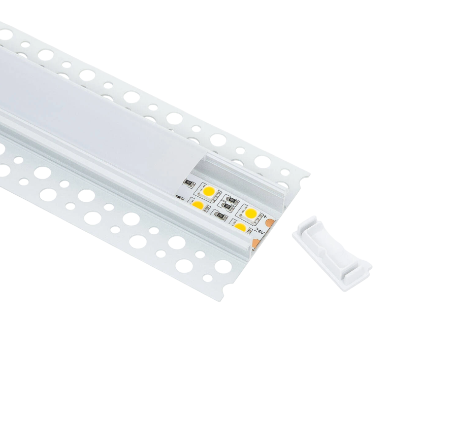 Perfil Aluminio para Tira LED Integración - 30mm - con Difusor Opal - 2 Metros