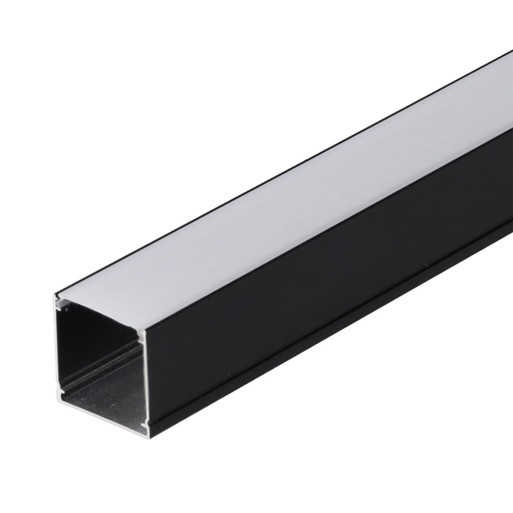Perfil Para Tiras LED 2 metros -Negro-Difusor Opal