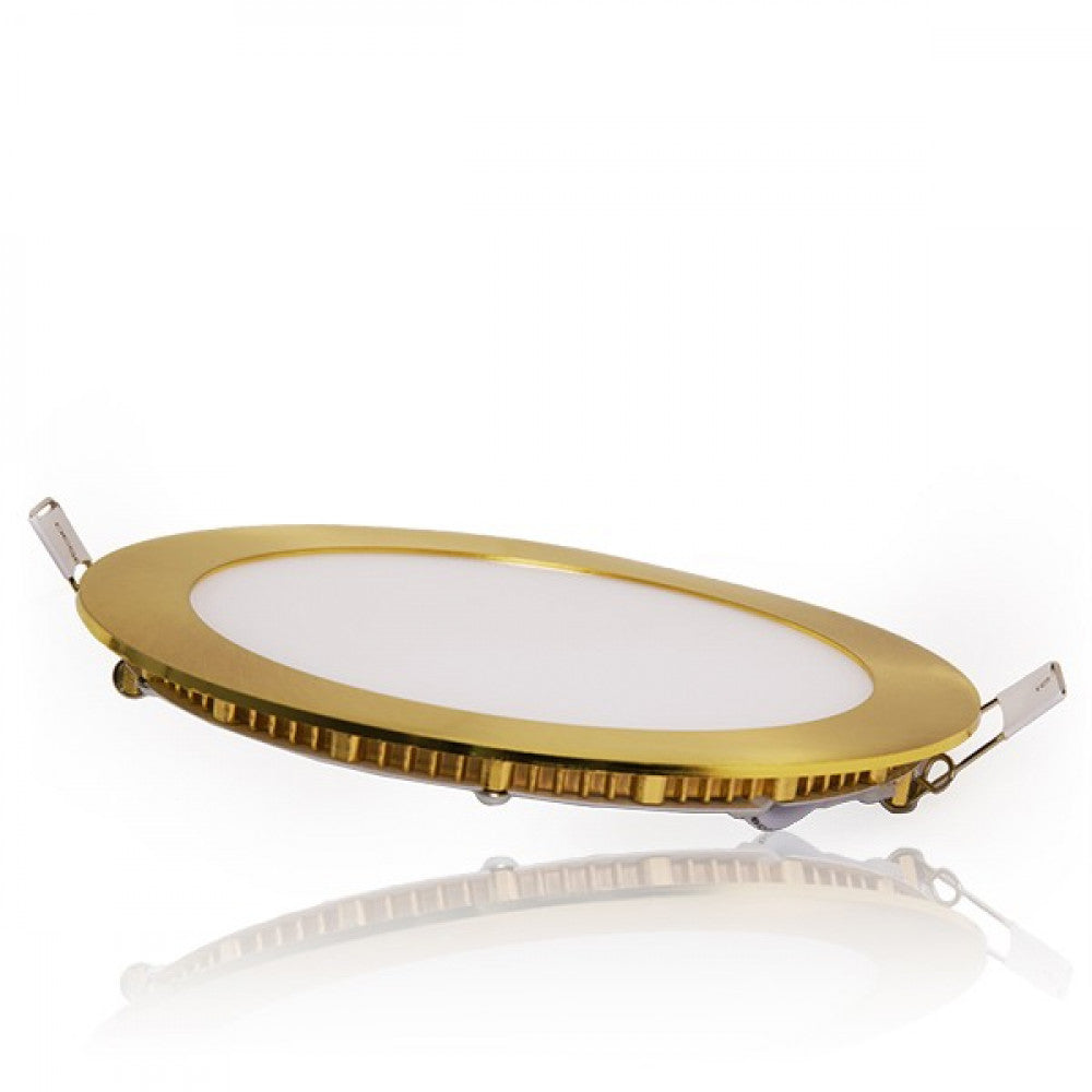 Placa LED 12W 1200Lm 2700ºK Circular Dorado 50.000H