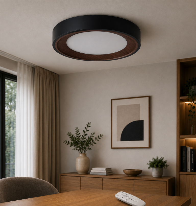 Plafón LED Decorativo 30W CCT 3000-6000ºK (Tonalidad Luz Regulable) Control Remoto Acabado Negro