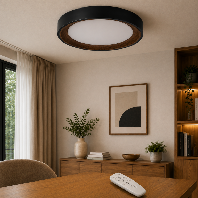 Plafón LED Decorativo 36W CCT 3000-6000ºK (Tonalidad Luz Regulable) Control Remoto Acabado Negro