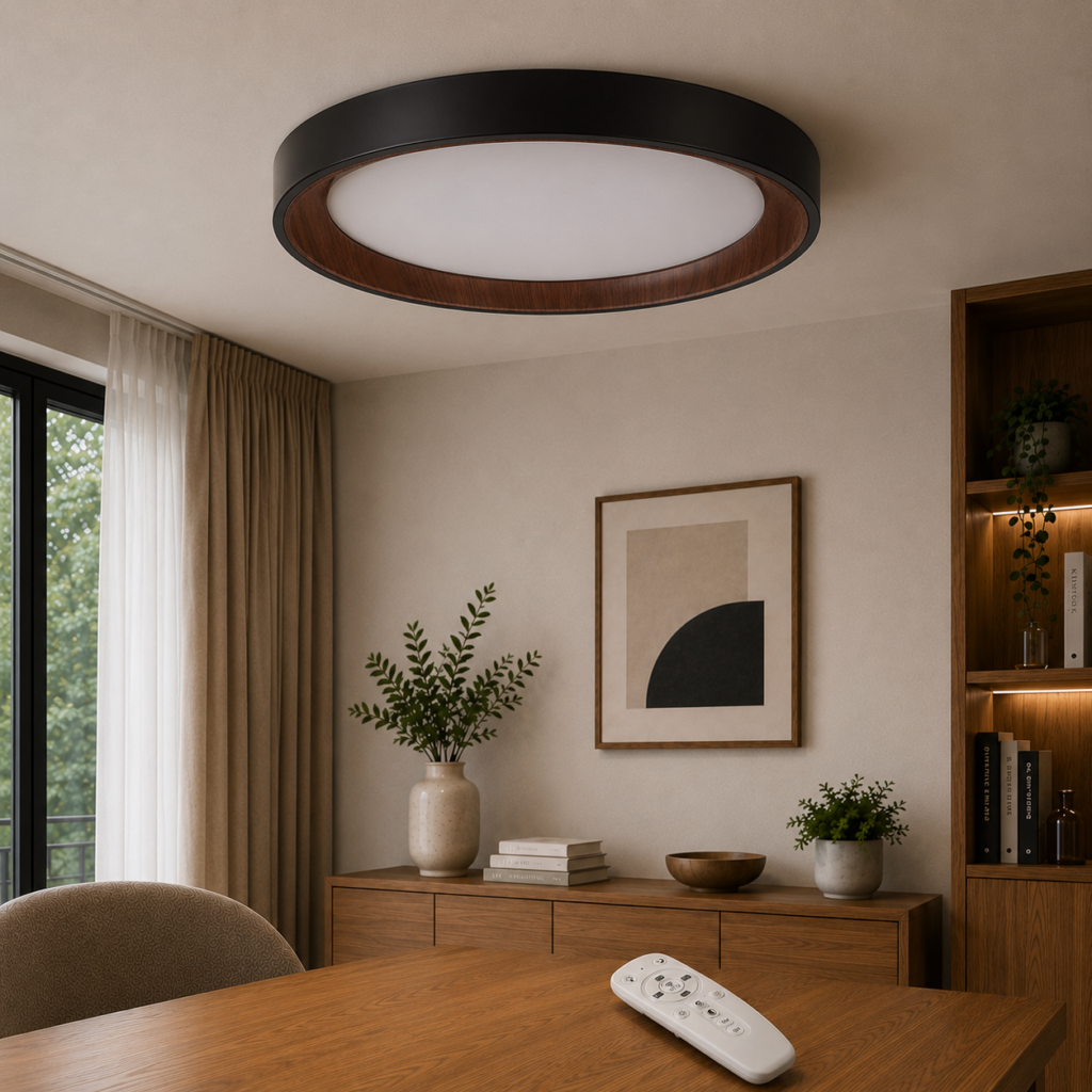 Plafón LED Decorativo 40W CCT 3000-6000ºK (Tonalidad Luz Regulable) Control Remoto Acabado Negro