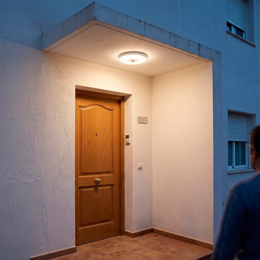 Plafón LED Exterior 10W 1000Lm CCT (Tonalidad Luz Regulable) 3000-4000-6500ºK Detector Proximidad IP65 Acabado Blanco