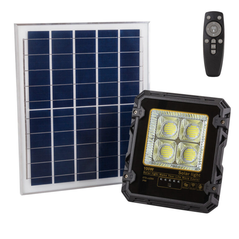 Proyector 100W con Panel Solar Control Remoto IP65