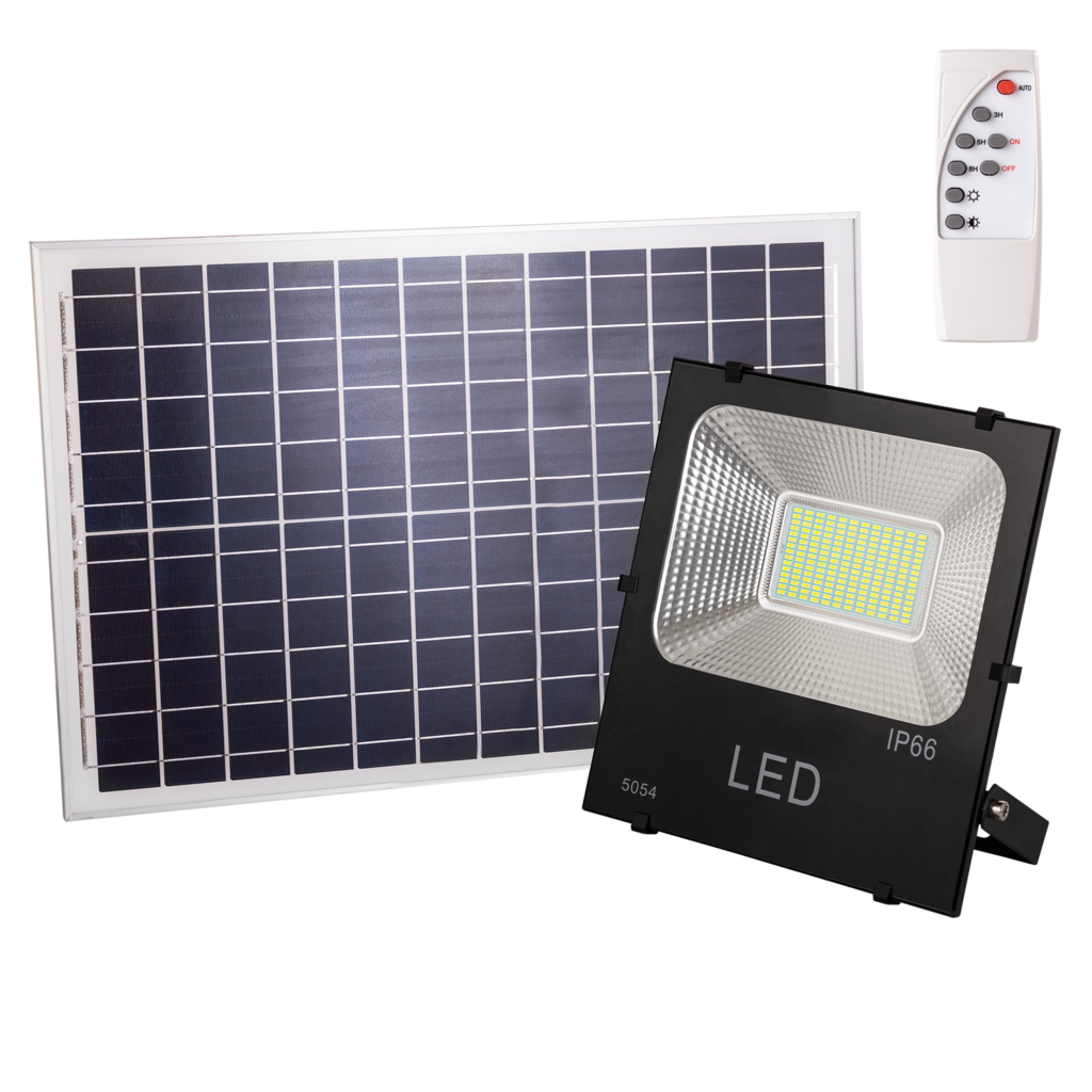Proyector LED 100W 10.000Lm 6000ºK Solar Sensor 100W + Control Remoto Panel 6V/25W 40.000H
