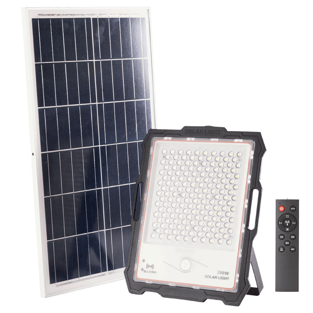 Proyector LED Solar 200W Sensor_Control Remoto Panel:5V 45W Batería: 3,3V 45.000Ma