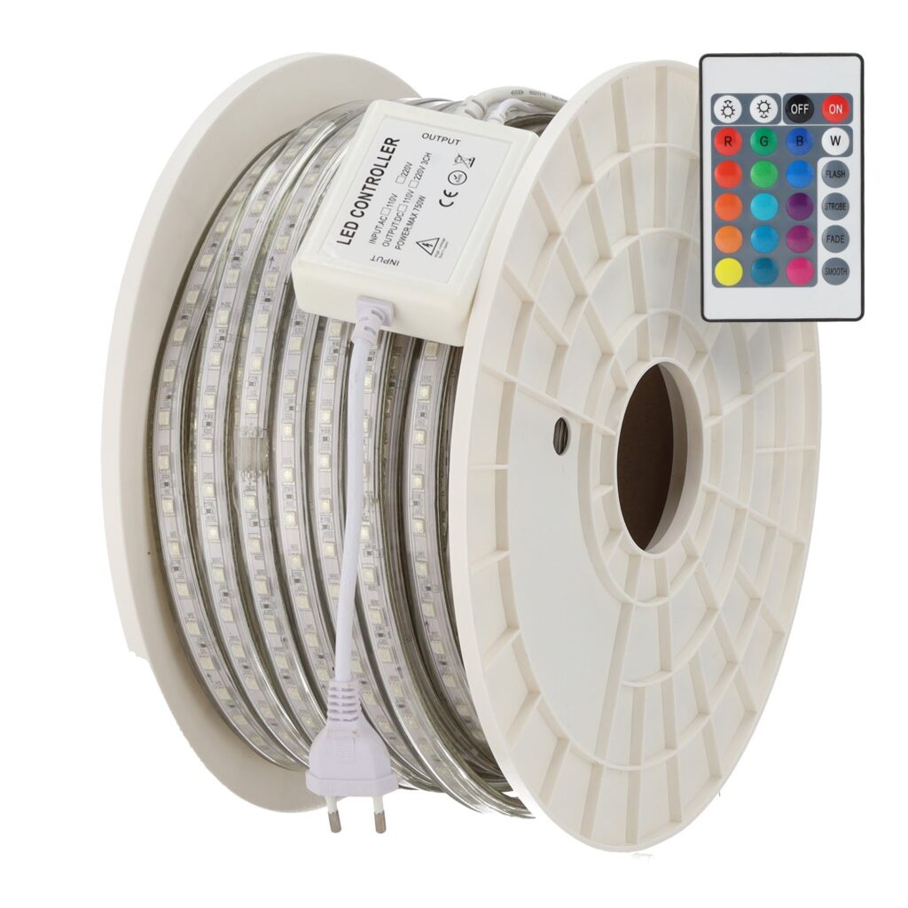Tira Flexible LED 14,4W/M 220VAC 60LEDs/M SMD5050 IP65 RGB 50 Metros