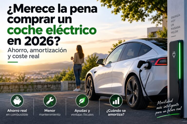 Coche eléctrico cargando en casa y análisis de coste real en 2026