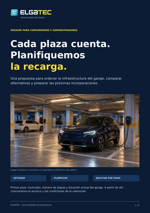 Portada del dossier ELGATEC: Cada plaza cuenta. Planifiquemos la recarga