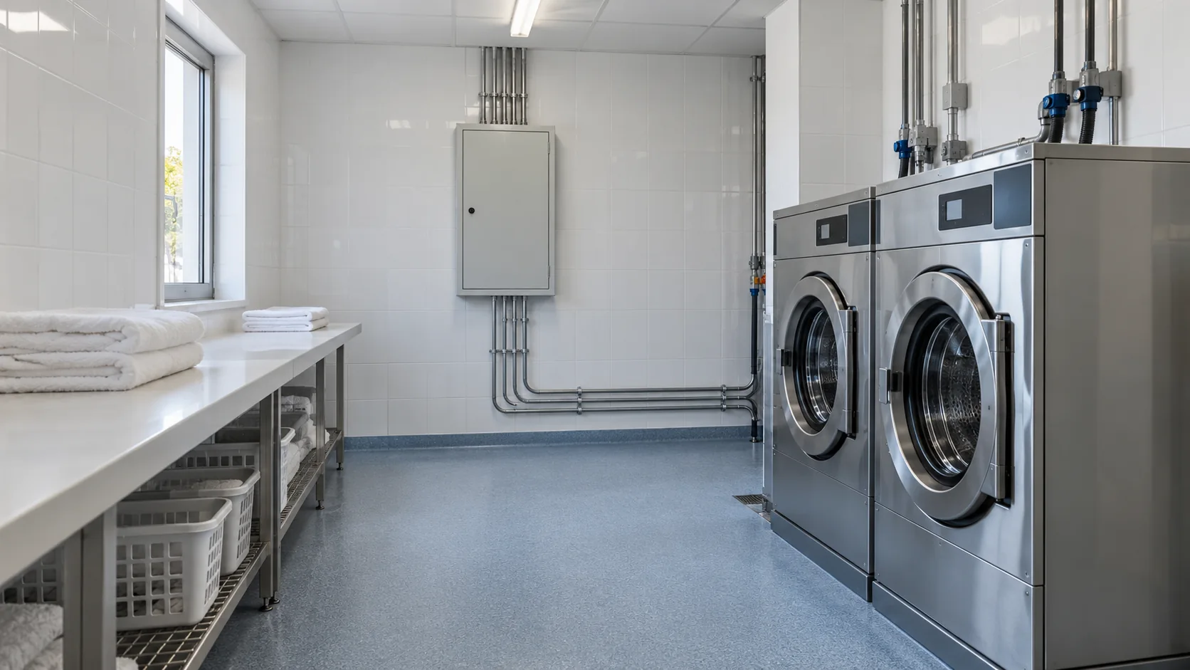 Lavandería de una residencia con equipos y servicios eléctricos interiores
