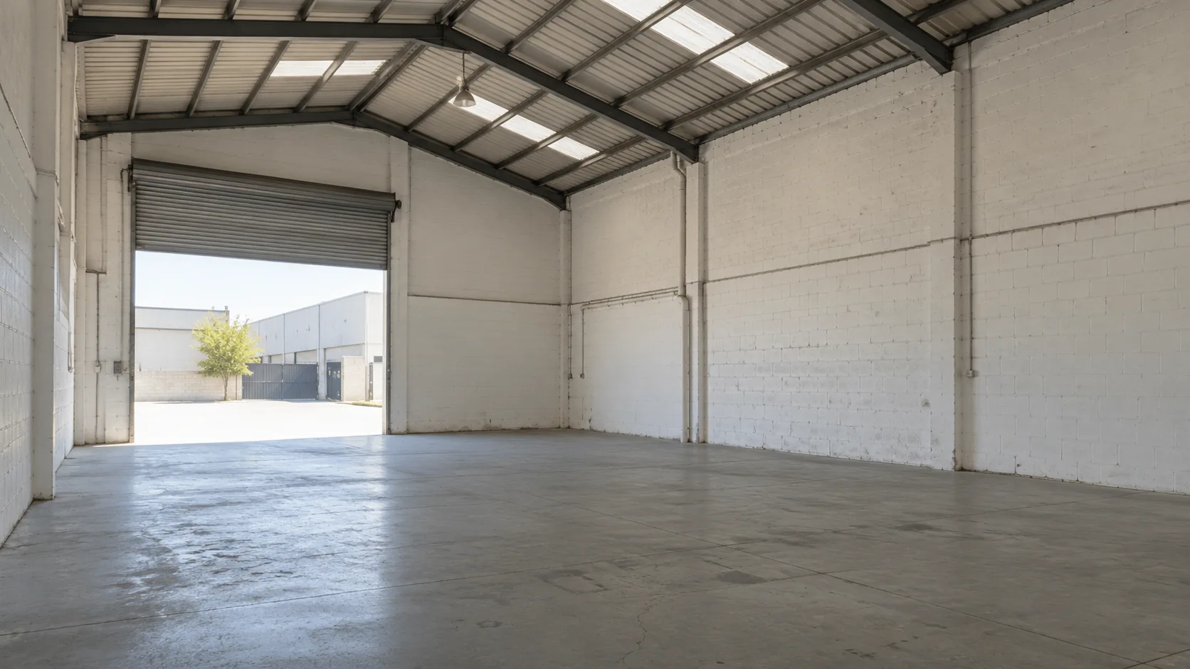 Interior de nave vacía antes de acondicionar sus instalaciones