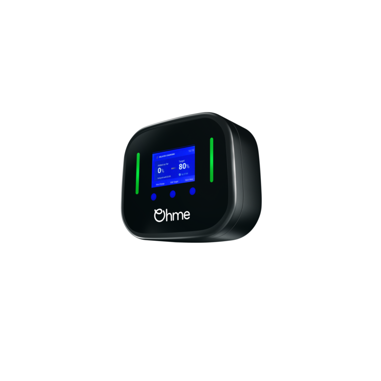 Cargador Ohme Home Pro visto en perspectiva